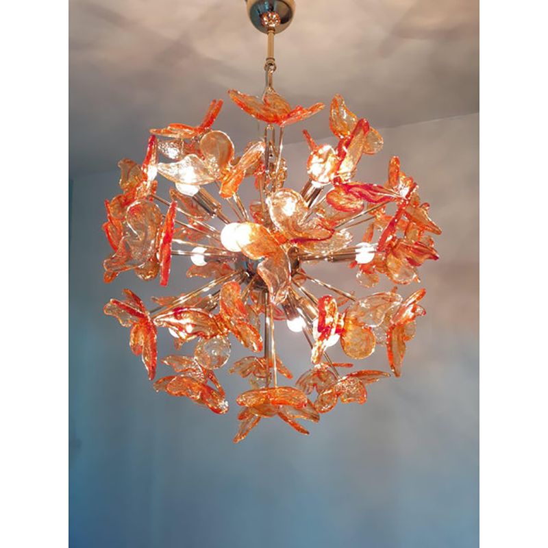 Italian Handmade Butterfly Sputnik Murano Style Glass Chandelier photo vinterior
