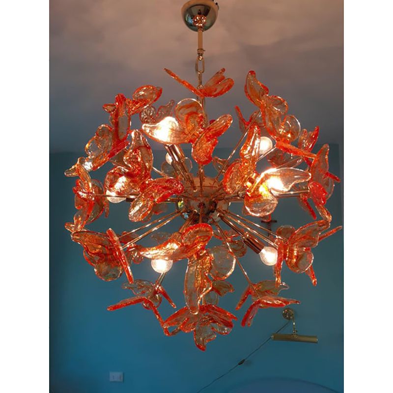 Italian Handmade Butterfly Sputnik Murano Style Glass Chandelier photo buy