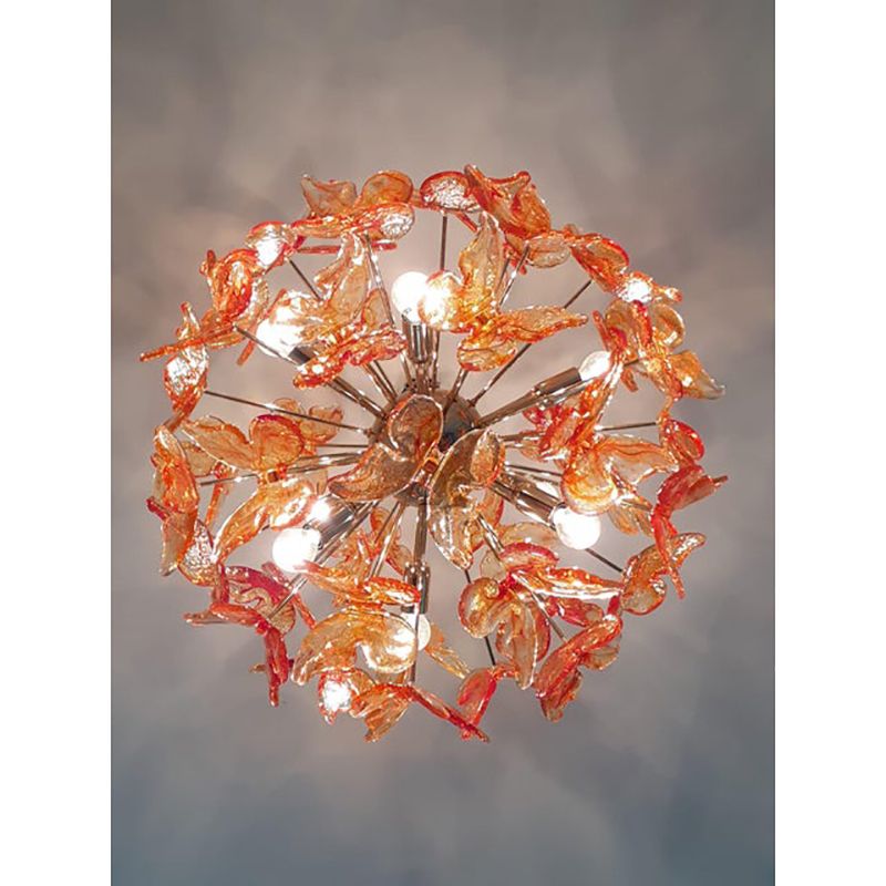 Italian Handmade Butterfly Sputnik Murano Style Glass Chandelier photo vintage