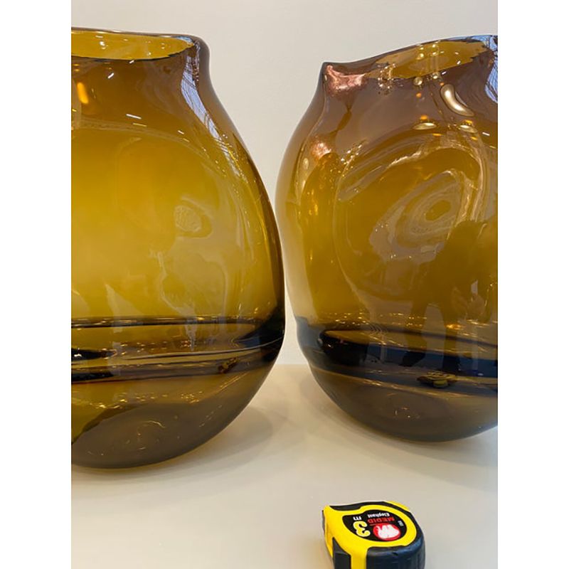 Italian Artistic Amber/Fume Murano Glass Vases  A Pair photo furniture