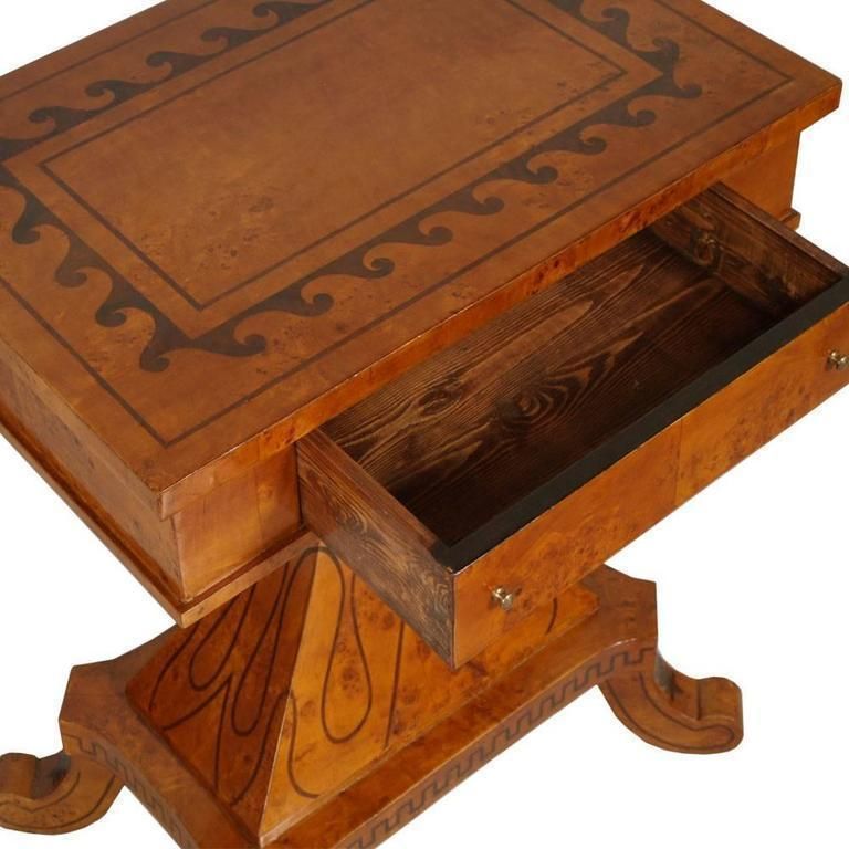 Mid 19th Century Swedish Biedermeier Inlaid Burl Elm Occasional Side Table photo for sale