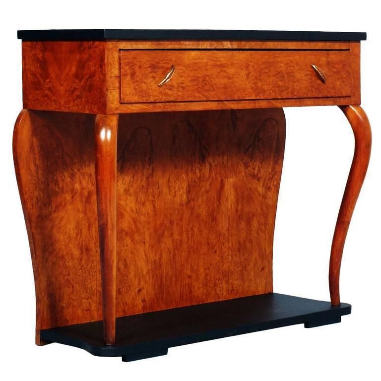 1920s Italian Console Art Deco By Gaetano Borsani Blond Walnut And Burl Walnut photo for sale