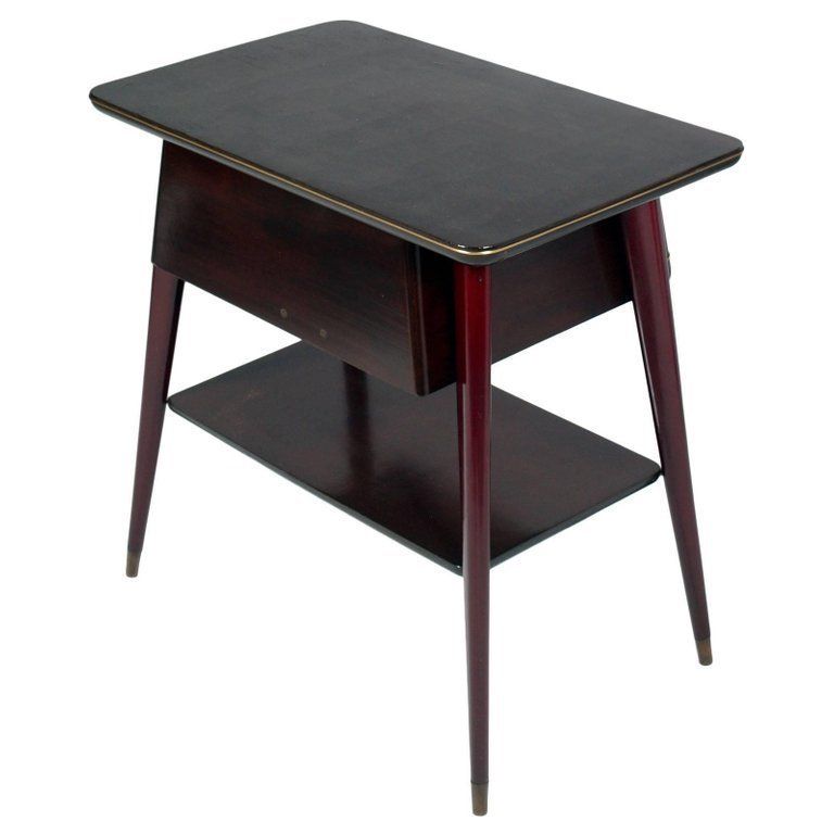 Midcentury Console Occasional Table, Drawer, Ico Parisi Attributed, Mahogany photo for sale
