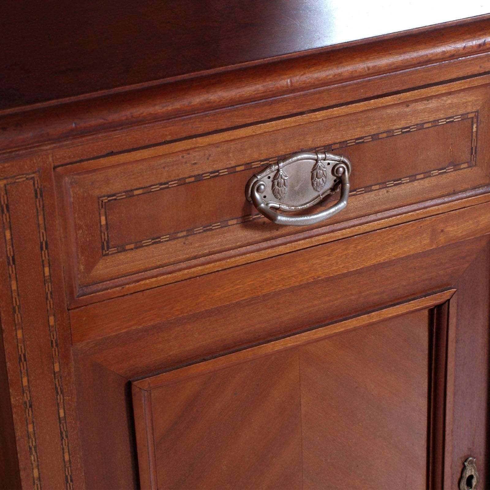 Early 20th Century Credenza Sideboard Belle Epoque, Walnut, Mahogany Maple Inlay photo Furniture