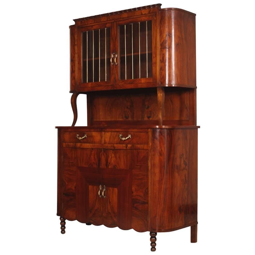 Early 20th Century Credenza Vitrine Art Nouveau By Meroni & Fossati Lissone