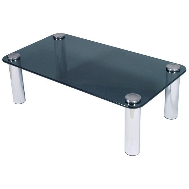Coffee Centre Table By Marco Zanuso For Zanotta Chrome And Smoked Glass