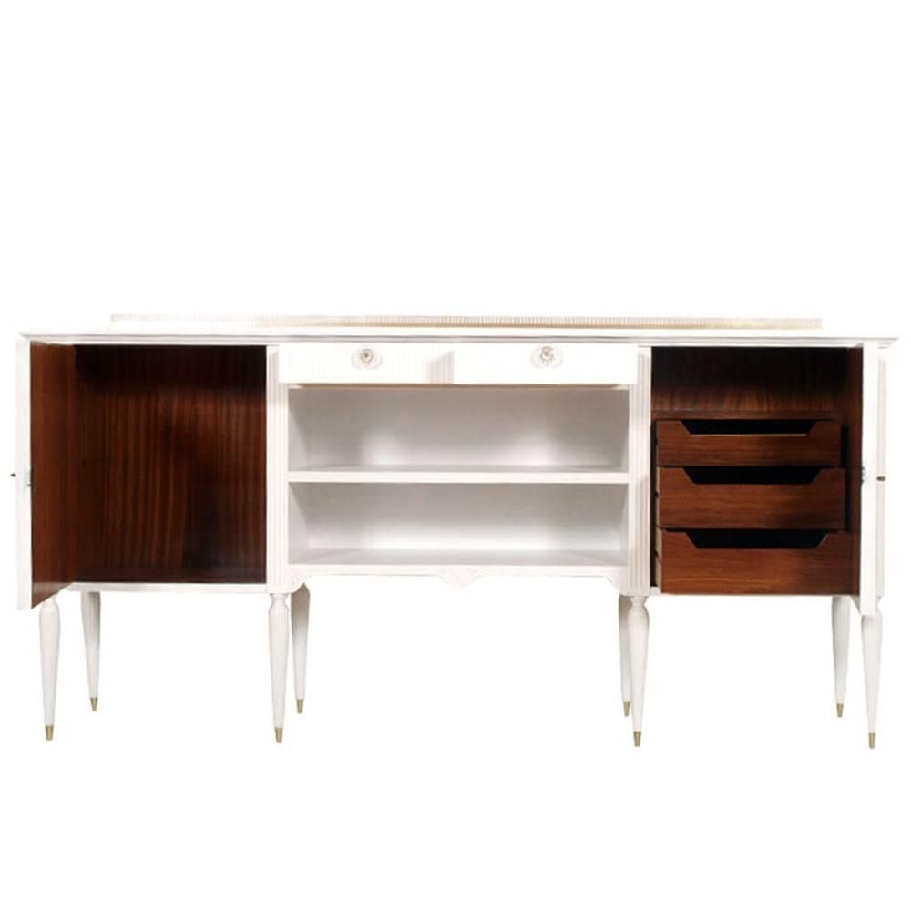Italian Midcentury Laquered Credenza In Beechwood Mahogany Interiors By Cantù photo furniture