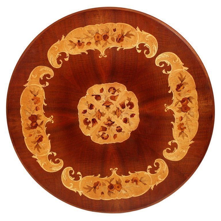 Italy Late 18th Early 20th Century Sorrento Inlaid Walnut Neaples Baroque Round Table photo furniture