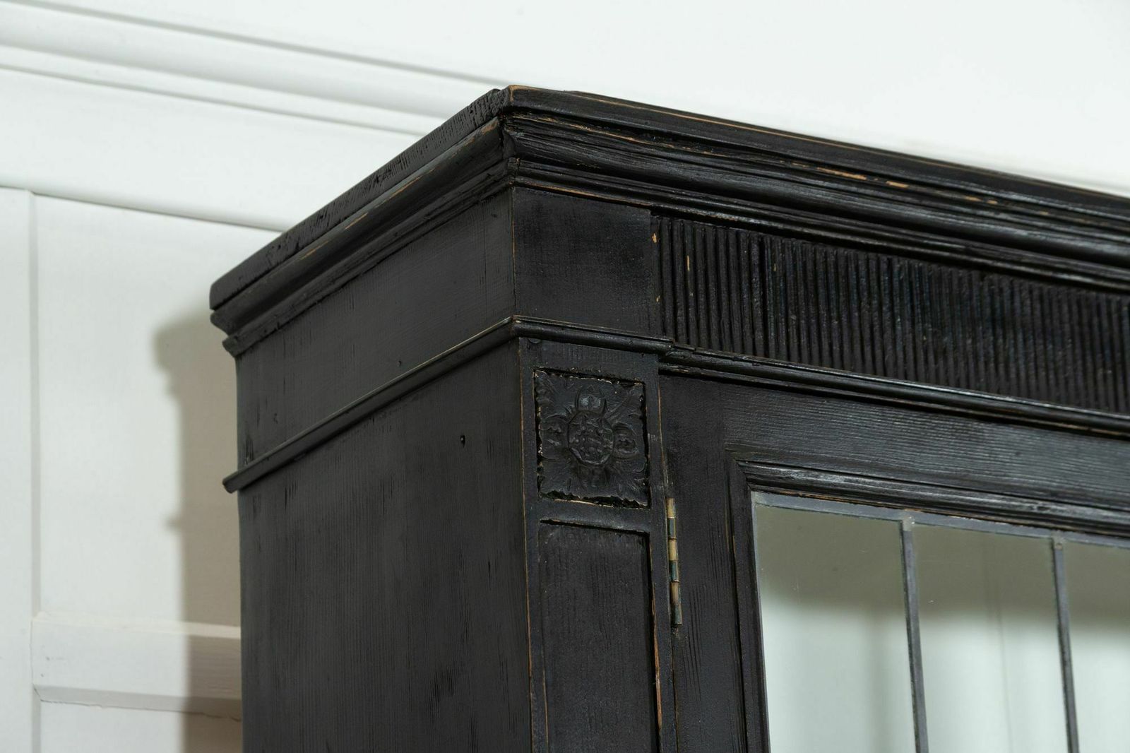 8913.0 19thc English Monumental Ebonised Pine Glazed Dresser photo