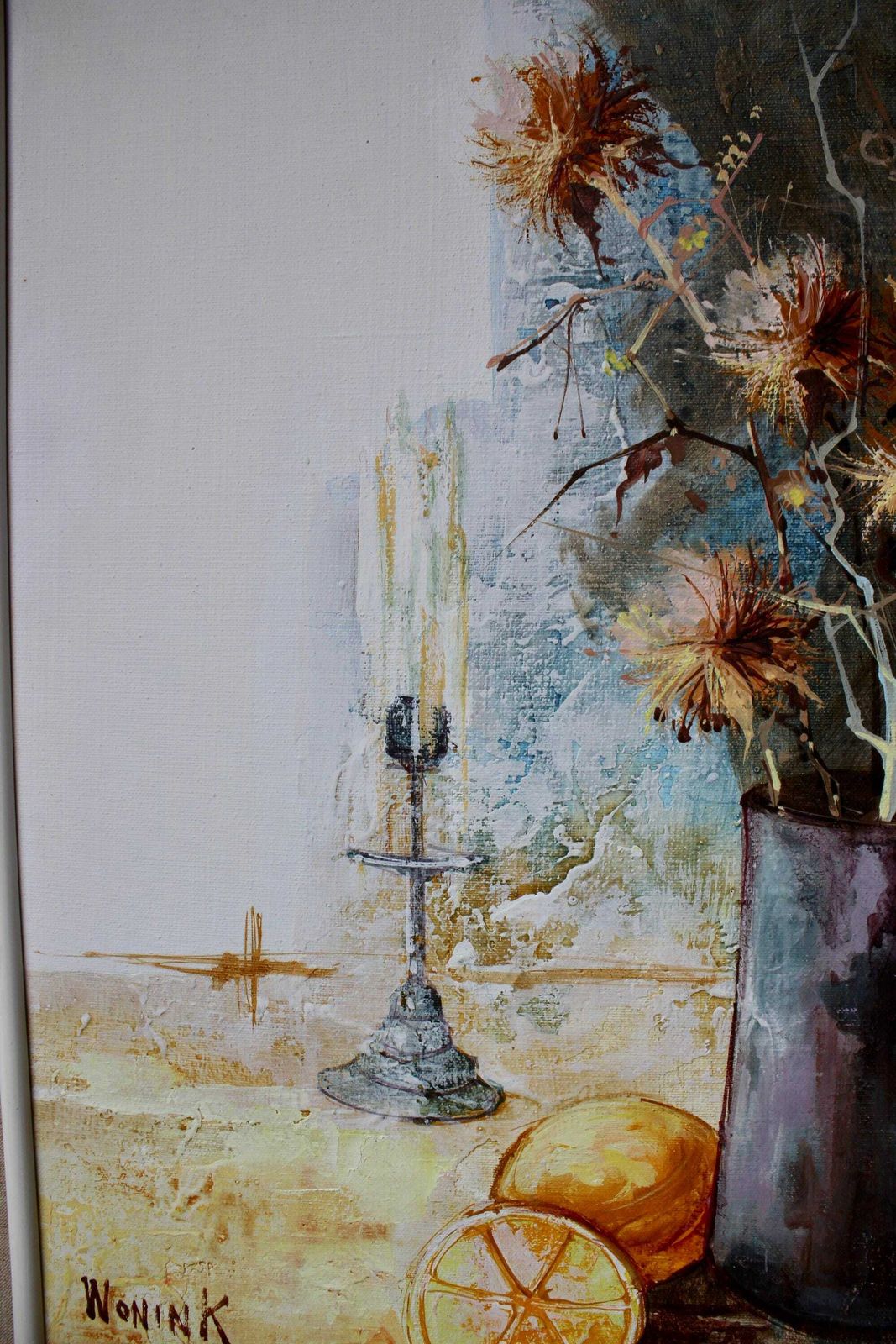 Large Mid Century Still Life Oil Painting By Wonink photo 319.0