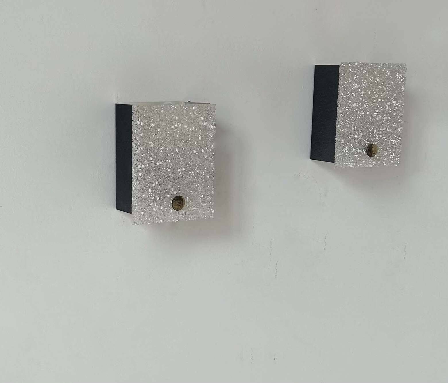 Pair Of Vintage Wall Lights, Perspex And Black Lacquered Metal, France 1960 photo vintage