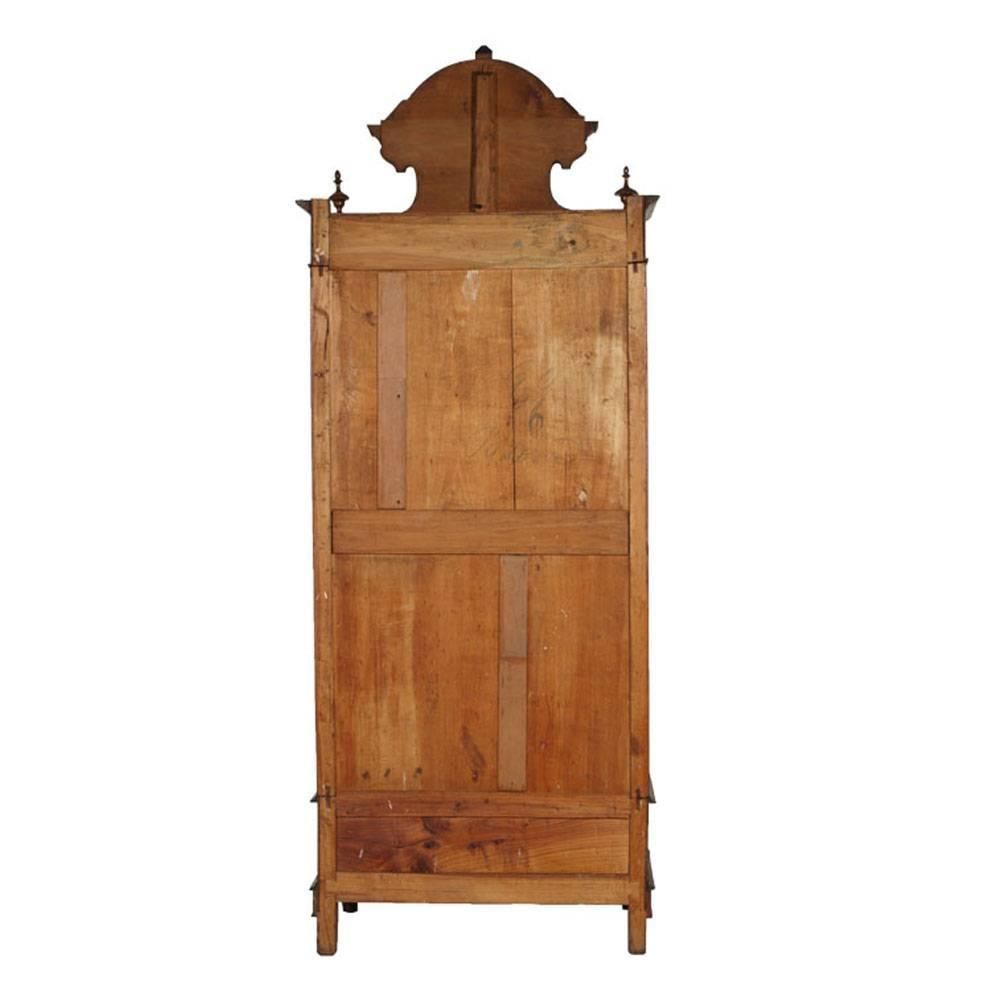 1850s Original Louis Philip Armoire Wardrobe Cupboard, Mirrored In Carved Walnut photo for sale