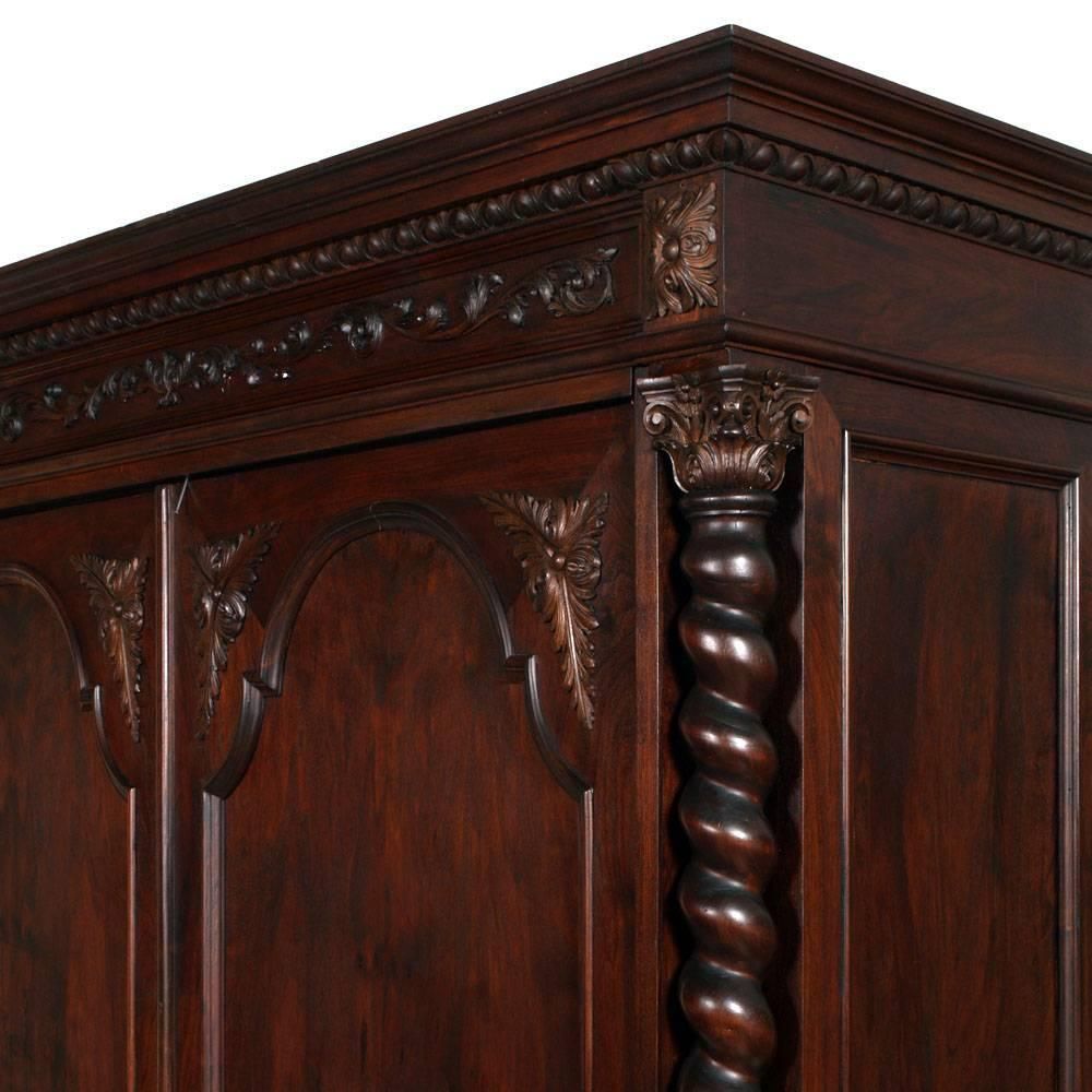 1890s Renaissance Revival Cupboard Wardrobe In Carved Walnut Finished To Wax photo vinterior