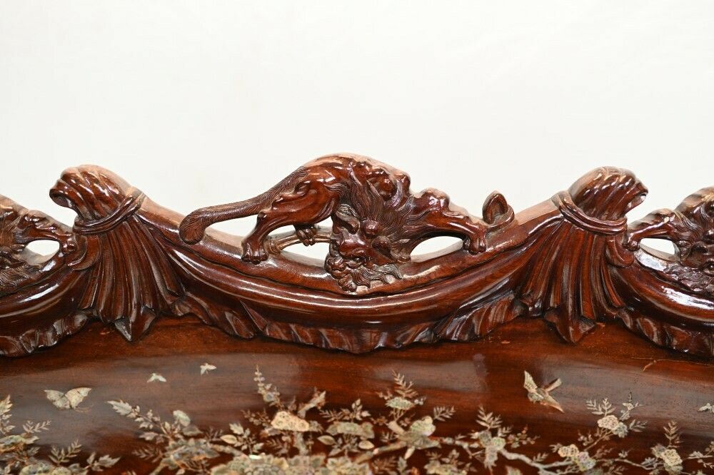 photo furniture Chinese Hardwood Bench And Chair Set Suite Mother Of Pearl 1900