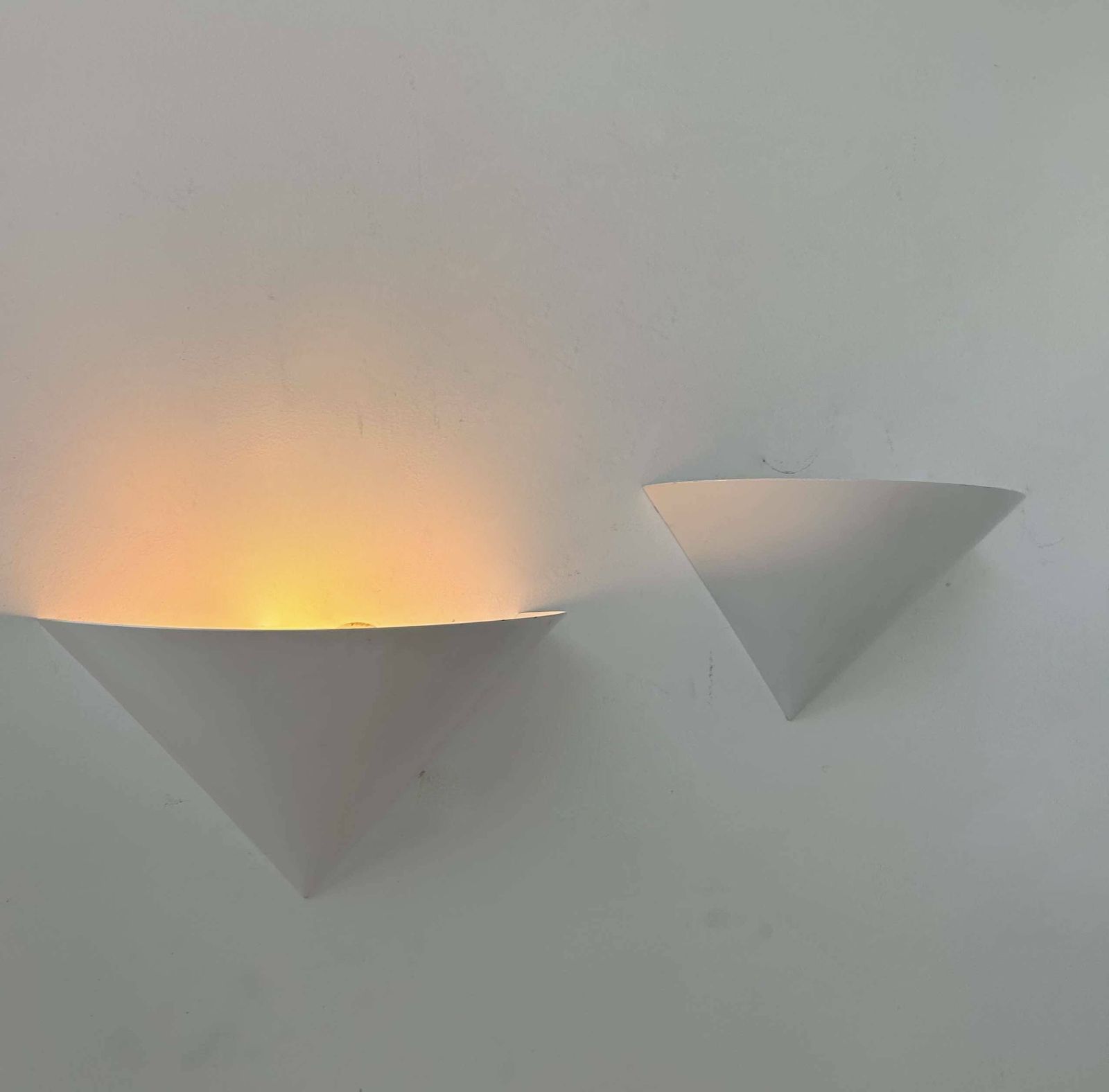 Pair Of White Metal Wall Lights, France 1970 photo furniture