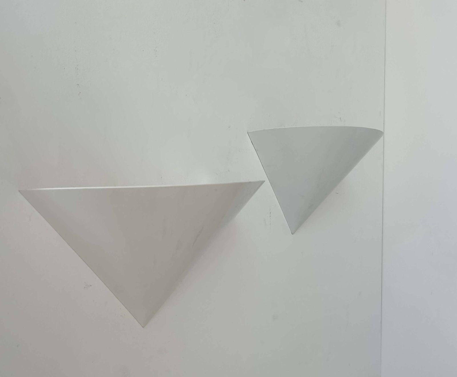 Pair Of White Metal Wall Lights, France 1970 photo vintage