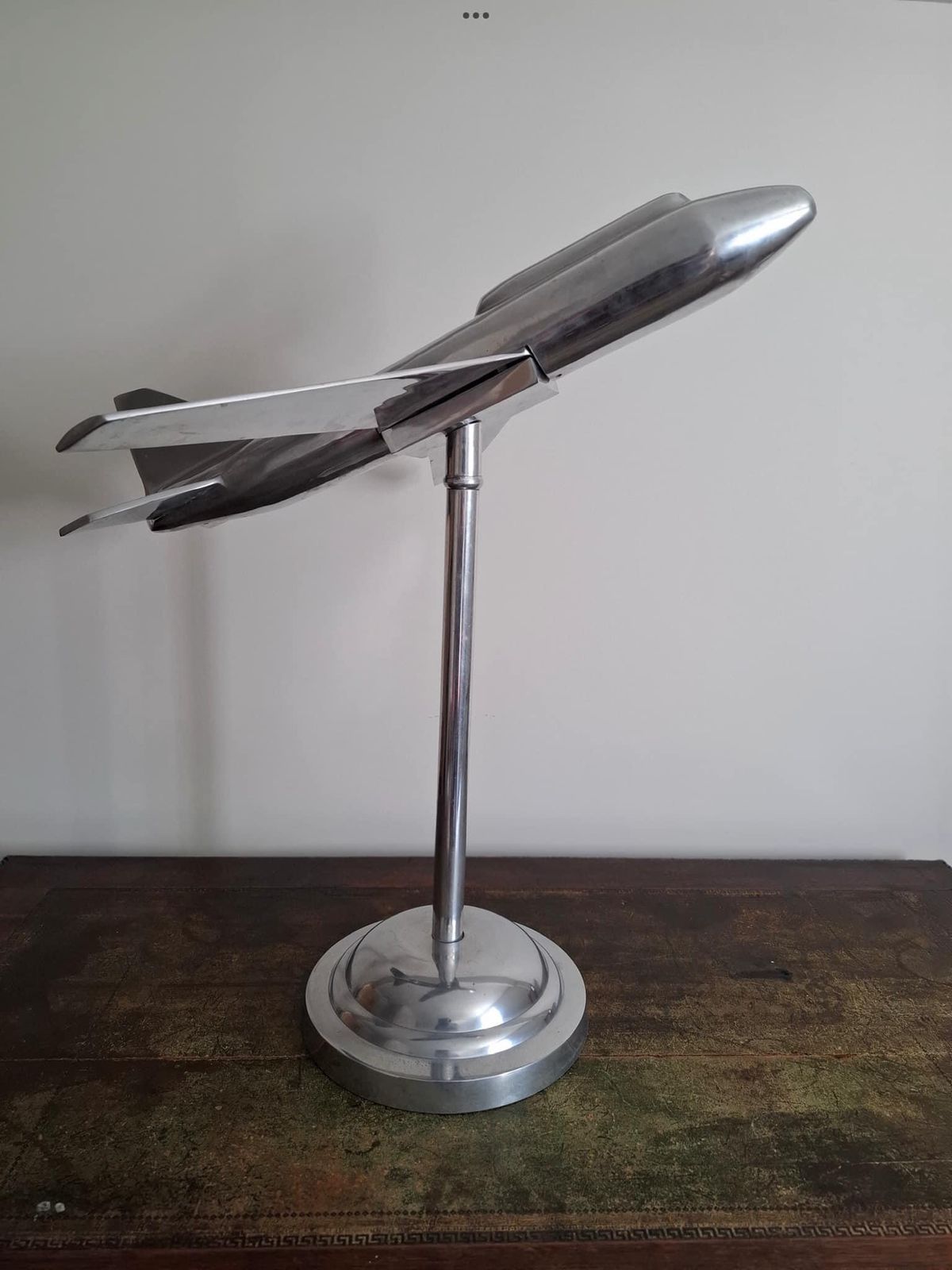 Large Art Deco Aluminium Cast Model  Jet Aircraft With Stand photo Home Decor