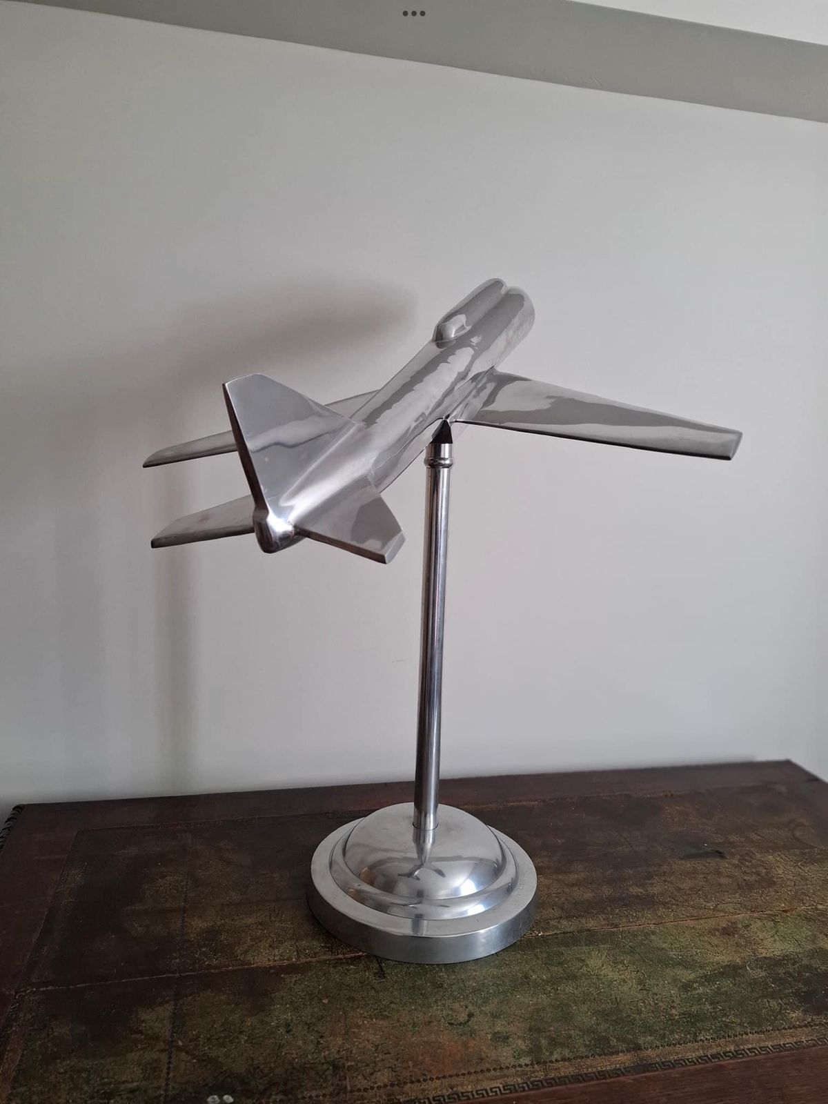 Large Art Deco Aluminium Cast Model  Jet Aircraft With Stand photo buy