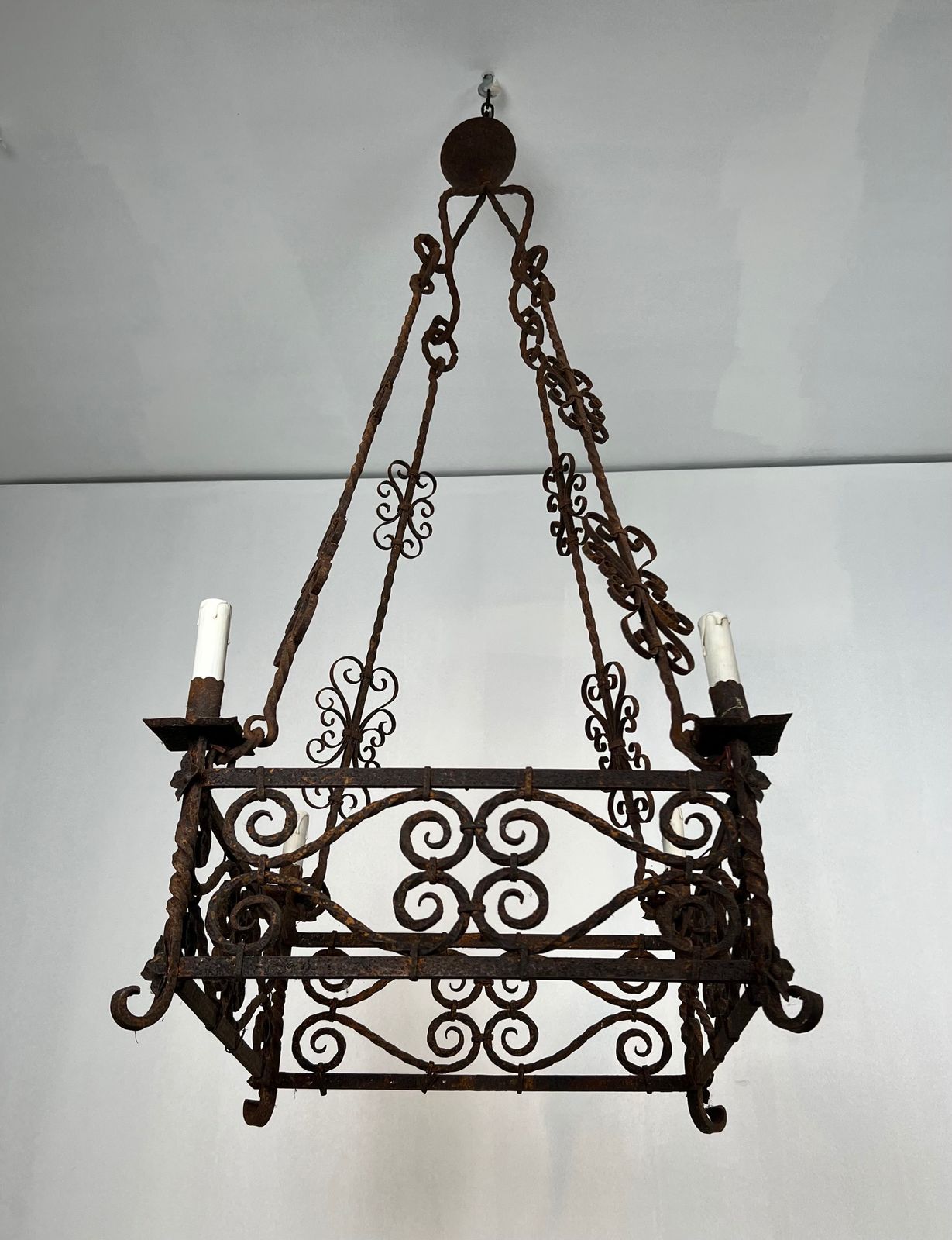 Large Gothic Style 8 Light Wrought Iron Chandelier photo Lighting