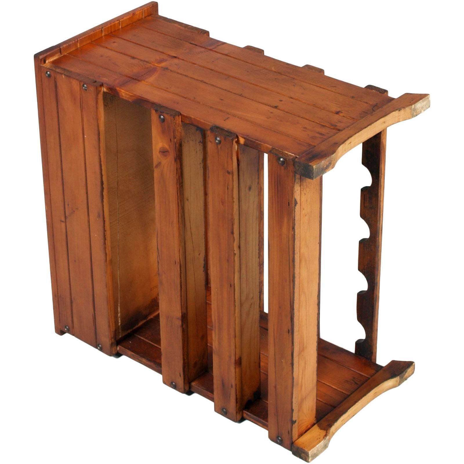Italian Midcentury Tavern Cabinet With Bottle Rack In Pine Polished With Wax photo 683.24