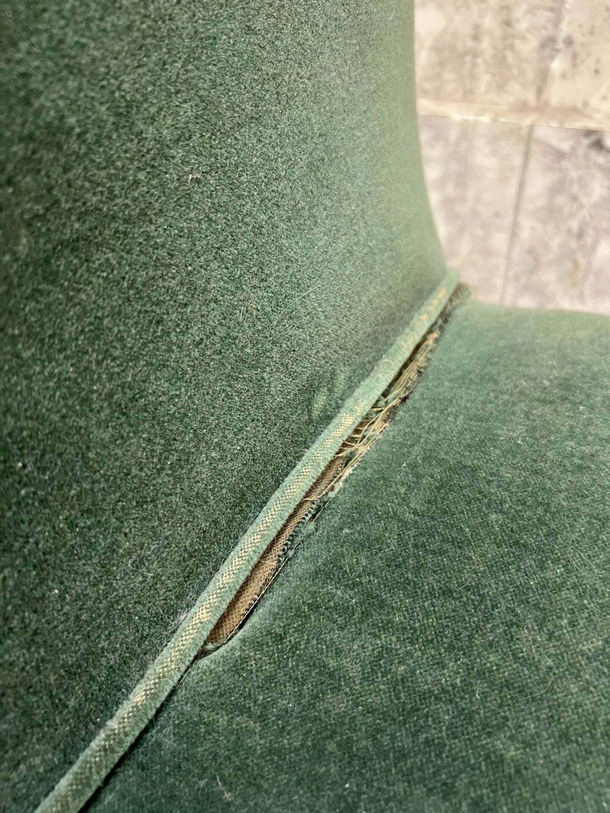 Napoleon III Sage Green Mohair Velvet Slipper Chair photo vintage