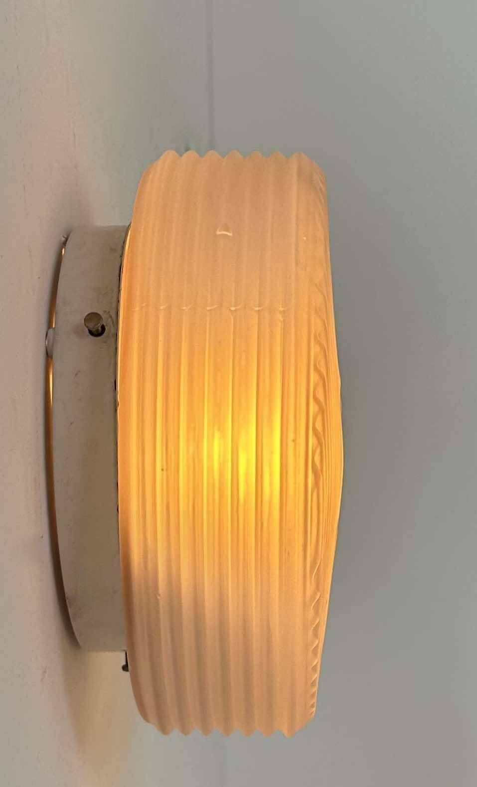 Vintage Wall Lamp In Pressed Molded Sandblasted Glass, France 1960 photo vinterior