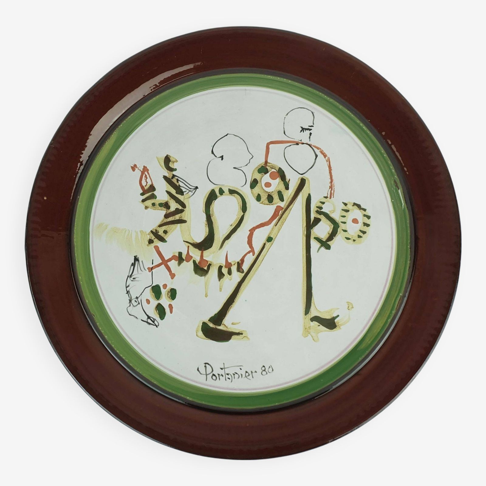 Unique Gilbert Portanier Ceramic Wall Plate Art Ceramic Signed Portanier 80 Vallauris