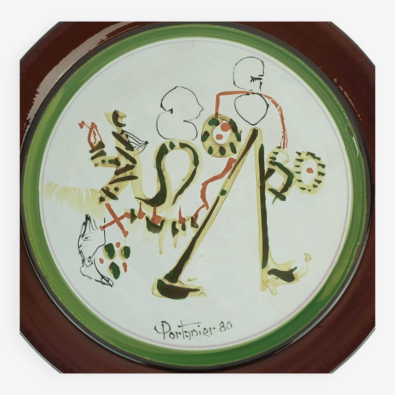 Unique Gilbert Portanier Ceramic Wall Plate Art Ceramic Signed Portanier 80 Vallauris photo furniture