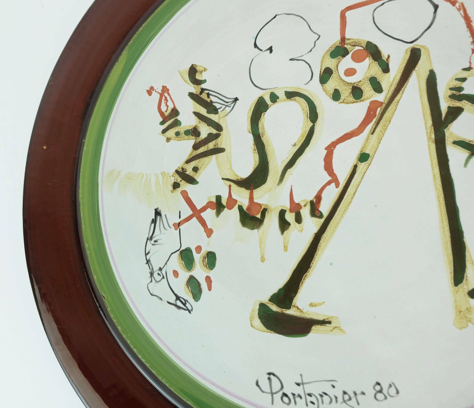 Art Unique Gilbert Portanier Ceramic Wall Plate Art Ceramic Signed Portanier 80 Vallauris photo