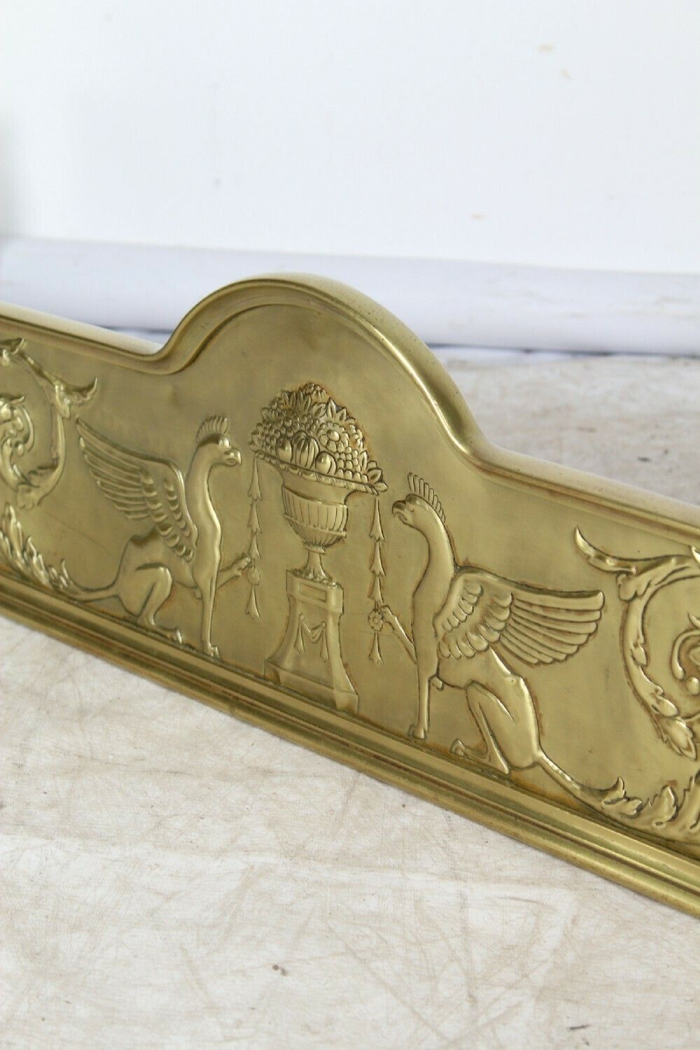 Large (4ft6) Victorian Brass Neoclassical Fire Fender photo for sale