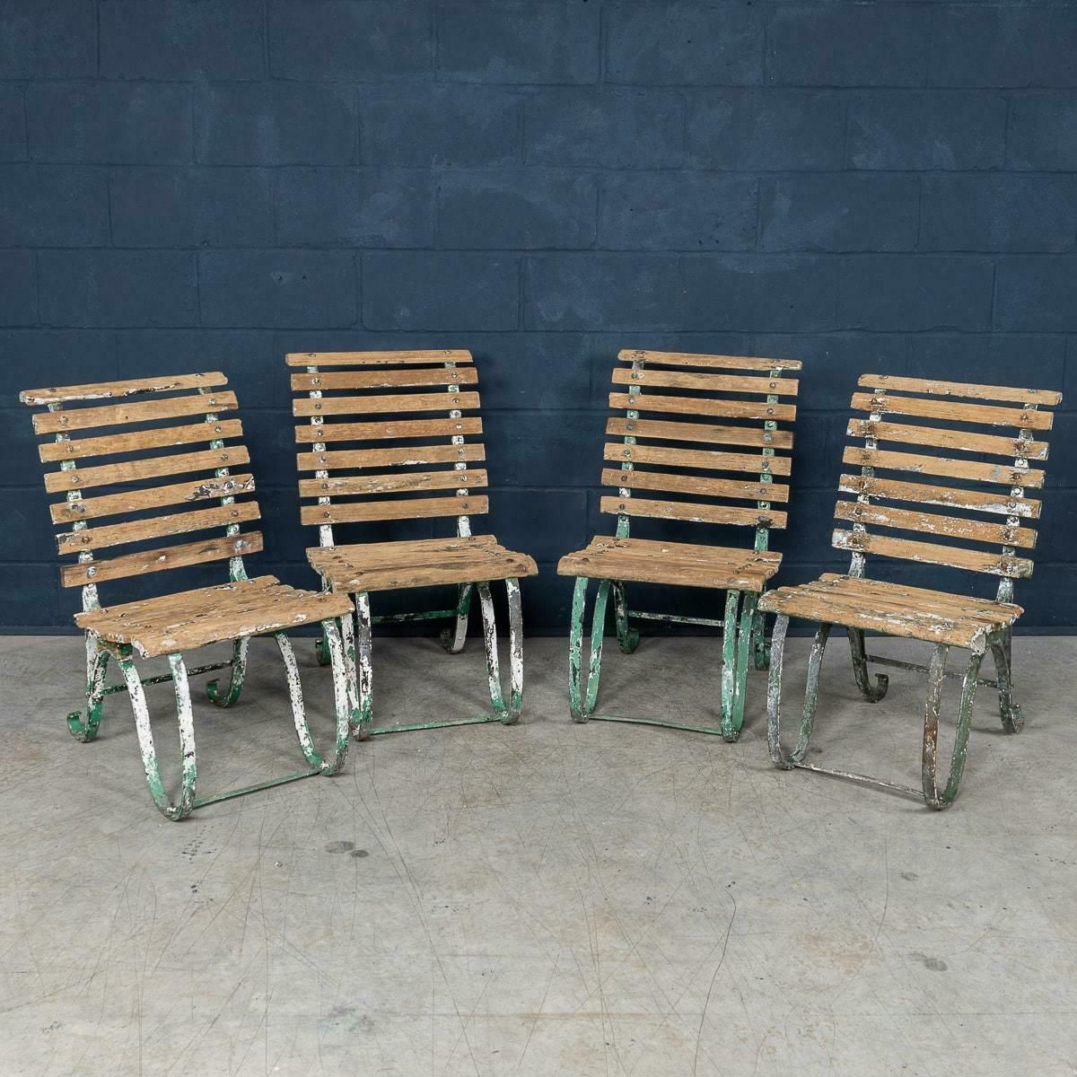 19th Century Set Of Four Victorian Wrought Iron & Wood Garden Seats C.1890 photo furniture
