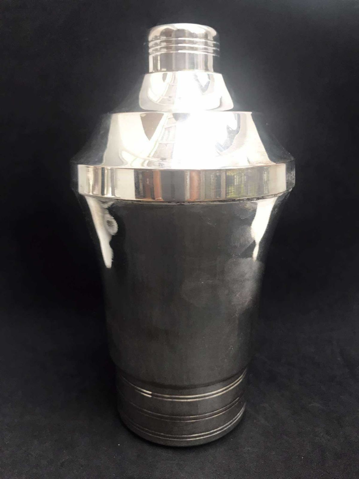 Grote Cocktailshaker – Vintage, Art Deco, Verzilverd Metaal, Baraccessoires, Martinishaker, Vintage Barware, Mid Century photo vinterior