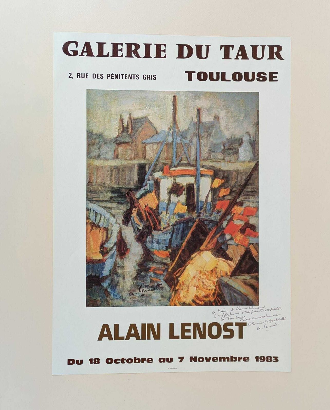 Vintage French Artist Alain Le Nost (1934   2023) 1980s Signed Exhibition Poster And Lithograph Art Print photo for sale