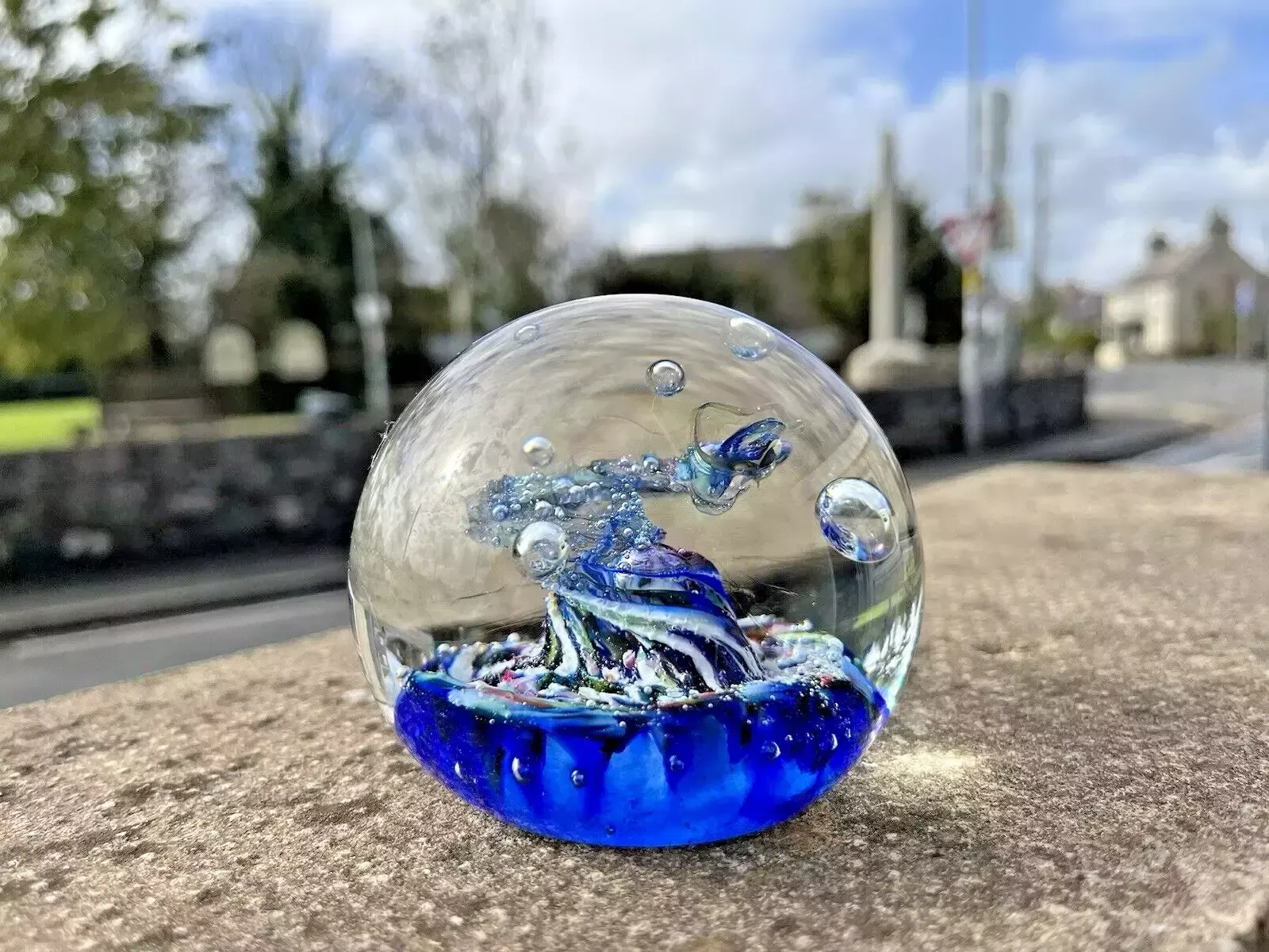 Rare C1978 Caithness Glass Oban Studios Blue Myriad Paperweight Ct 91 Style One photo furniture