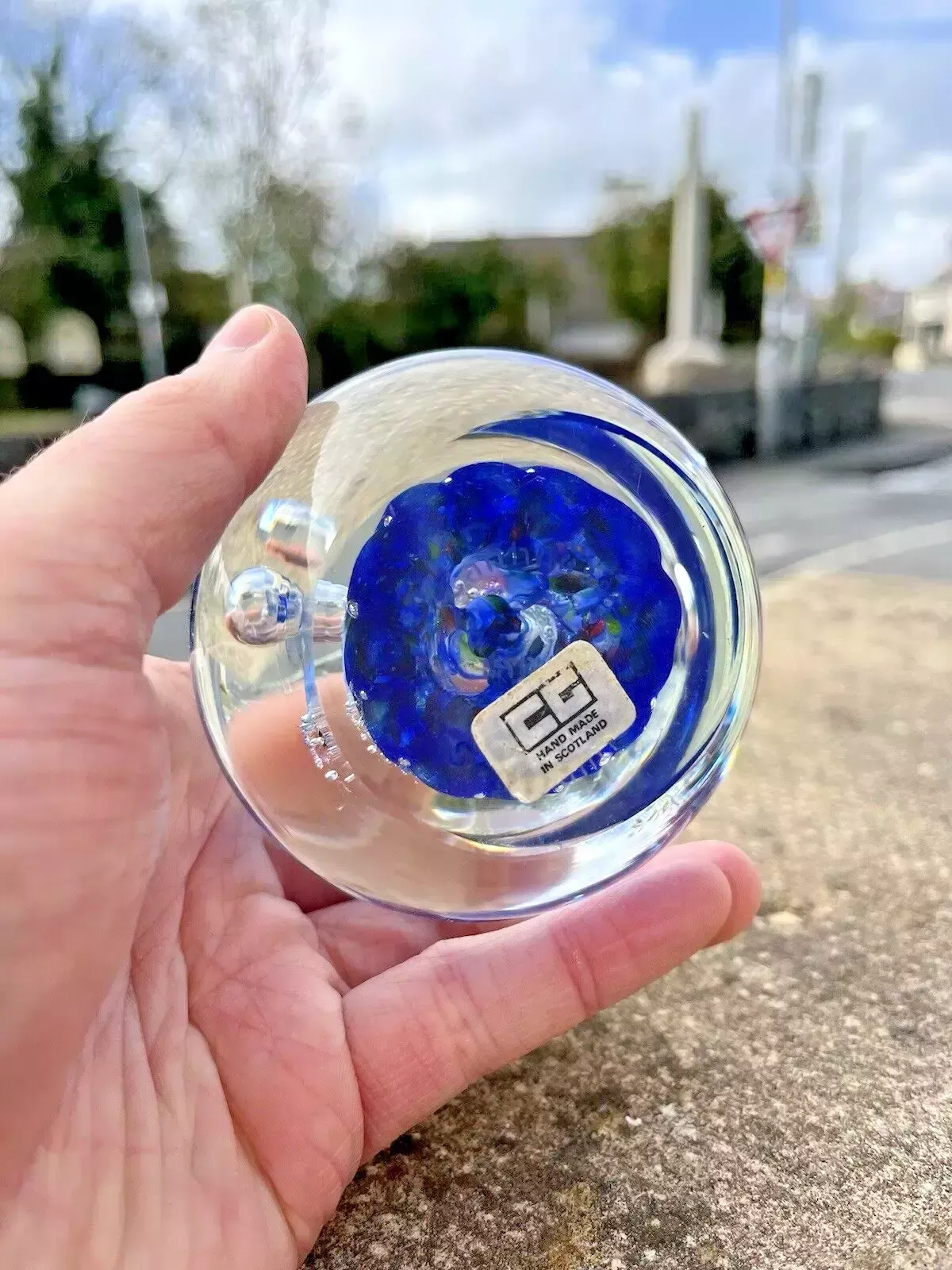 Rare C1978 Caithness Glass Oban Studios Blue Myriad Paperweight Ct 91 Style One photo vinterior