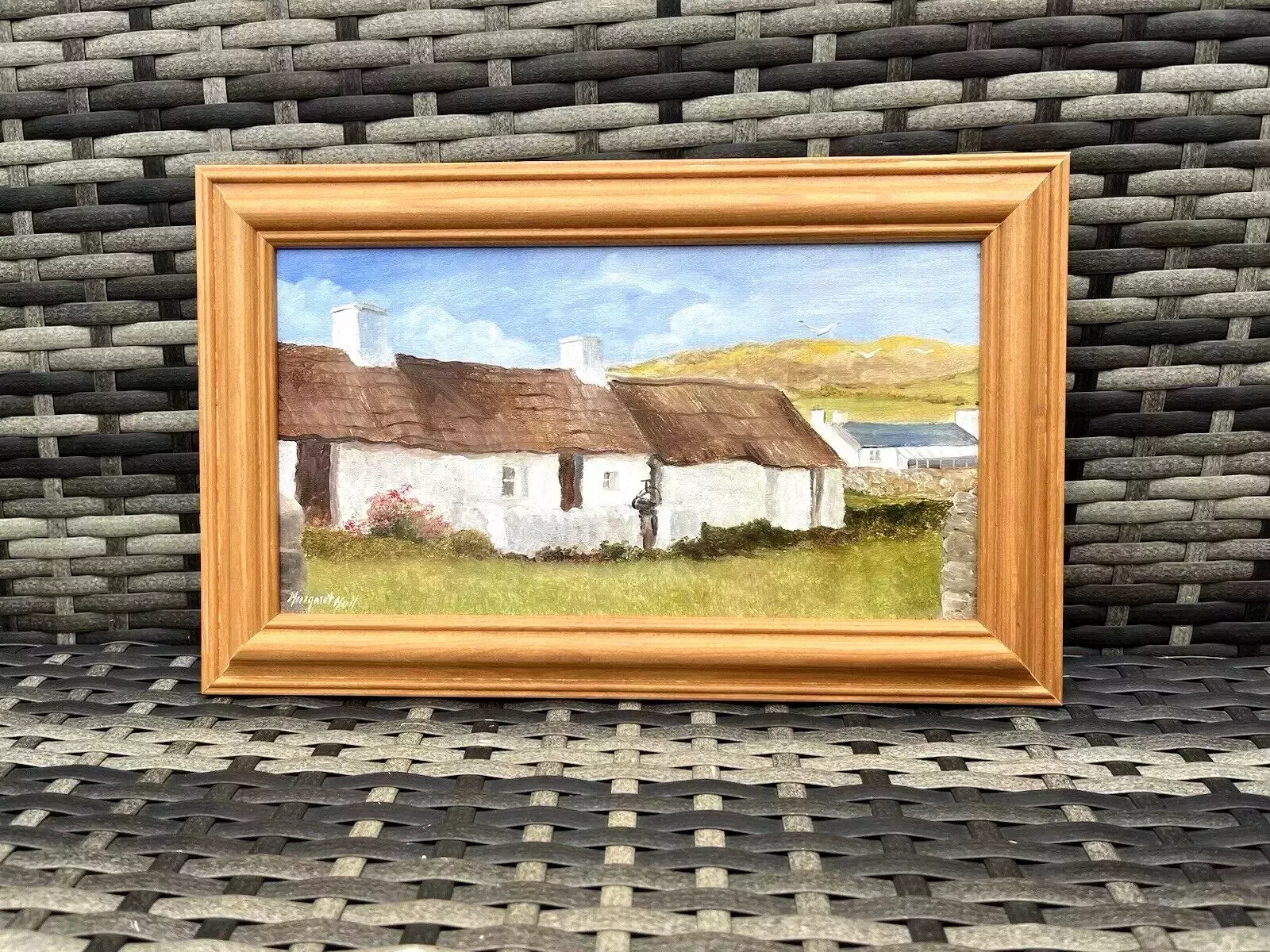 photo furniture Original Margaret Hall Oil Painting Swtan Thatched Cottage Church Bay Anglesey