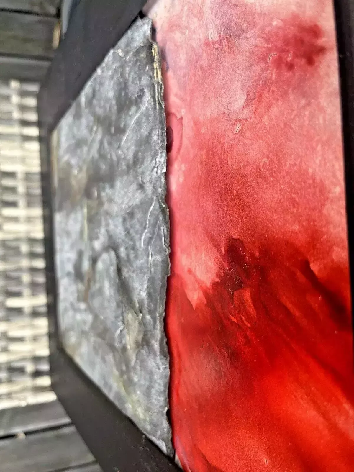 Original Welsh Slate & Oil Painting Mountain Sunset By Leslie Jones North Wales photo vinterior