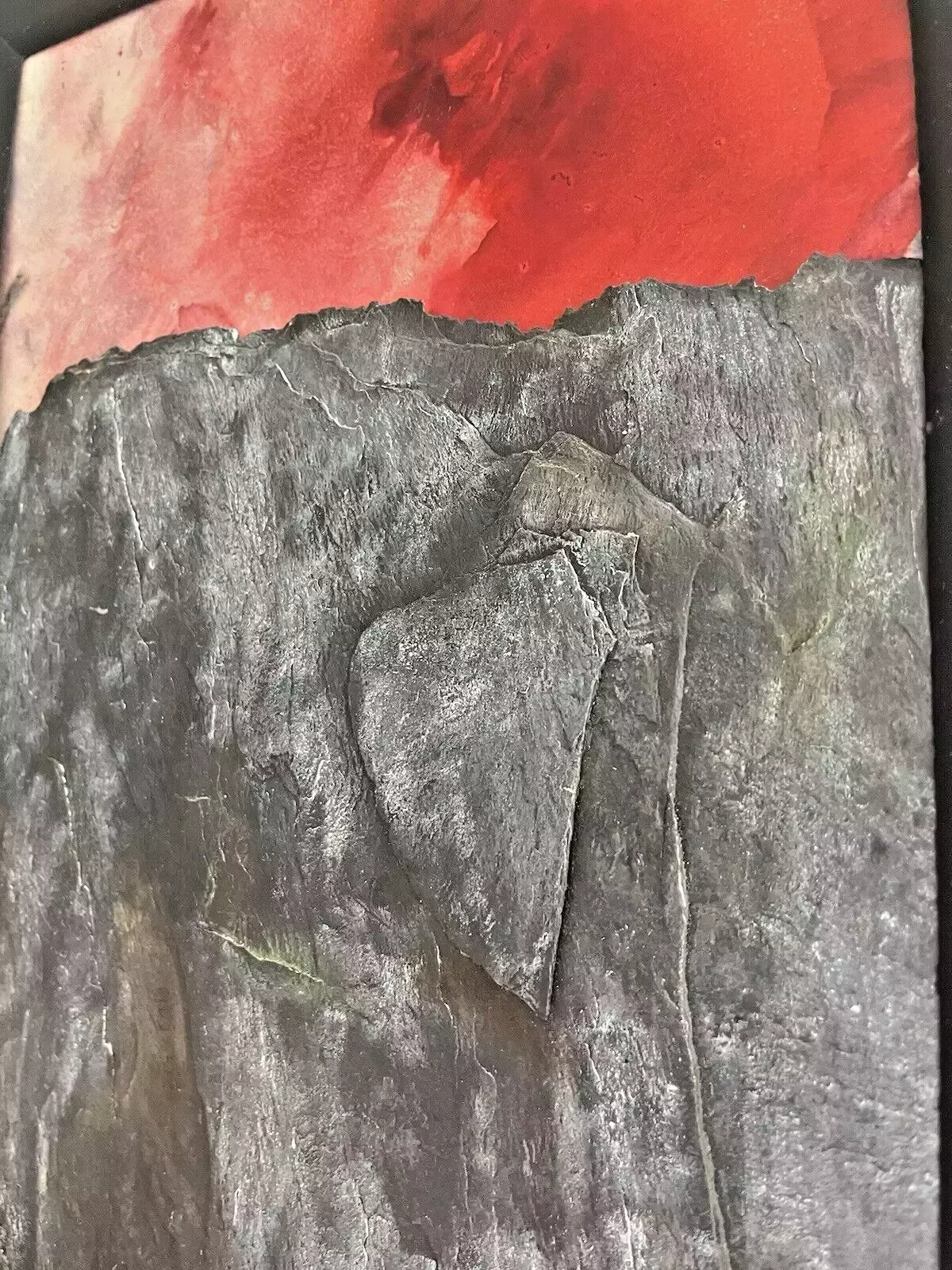 photo vinterior Original Welsh Slate & Oil Painting Mountain Sunset By Leslie Jones North Wales