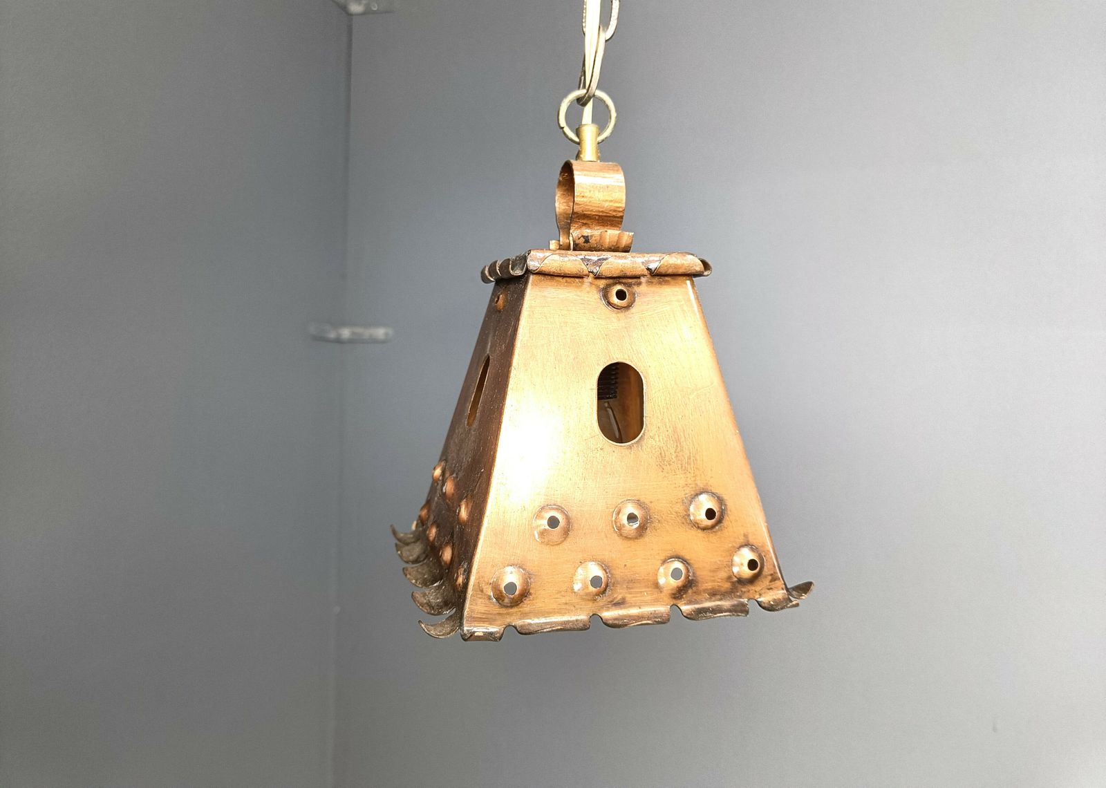 Brutalist Copper Pendant Light, 1970s photo buy