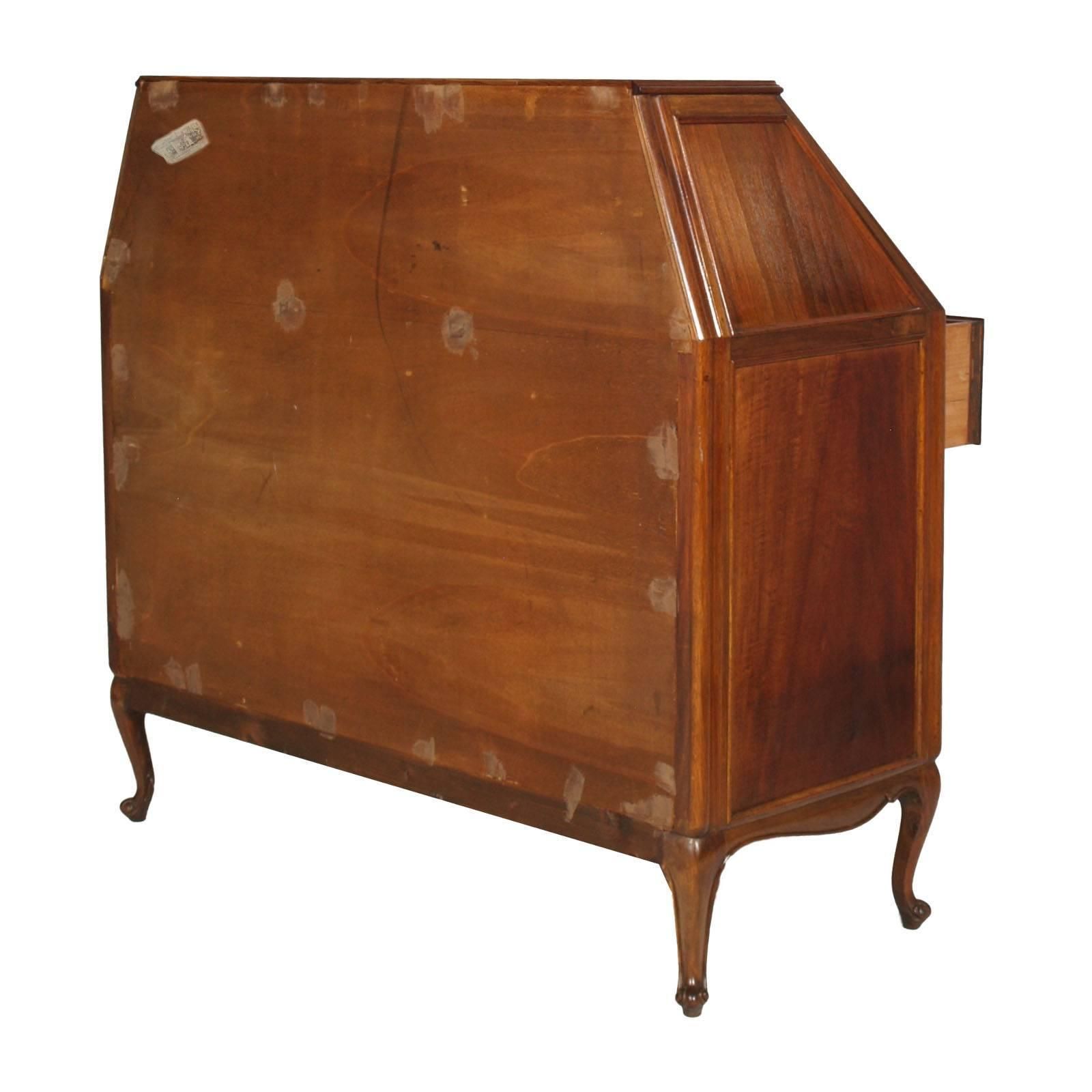 Italian 1940s Troumeau Desk , By Permanente Mobili Cantù, Carved Walnut, Gio Ponti Attributed photo buy