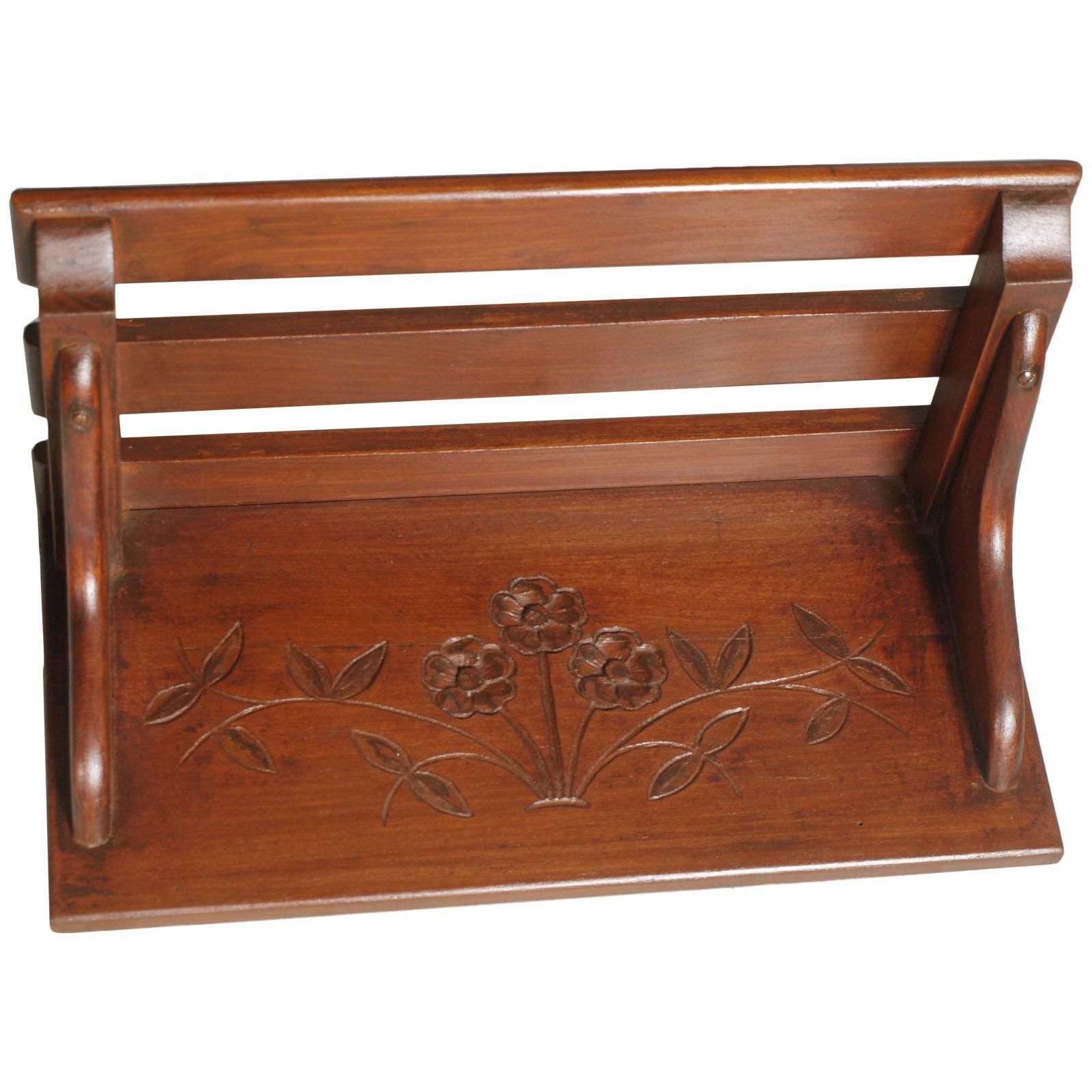 Early 20th Century Small Tyrolean Wall Shelf, Art Nouveau, In Hand Carved Walnut photo furniture