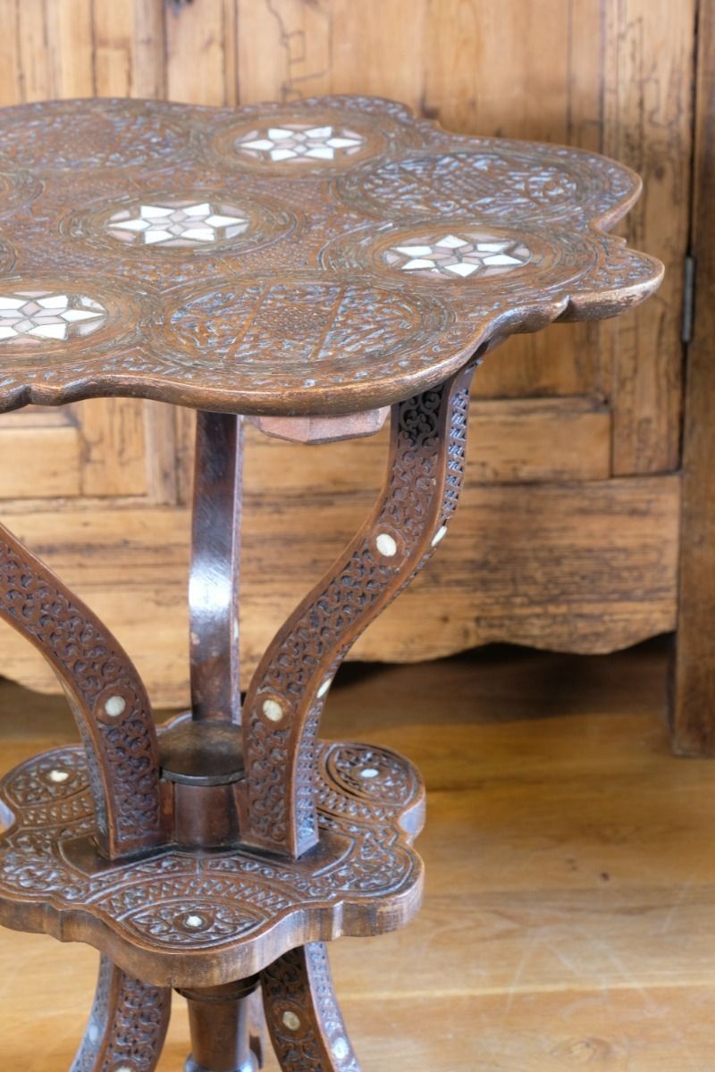 Carved Hardwood Mother Of Pearl Inlaid Occasional Table photo Furniture