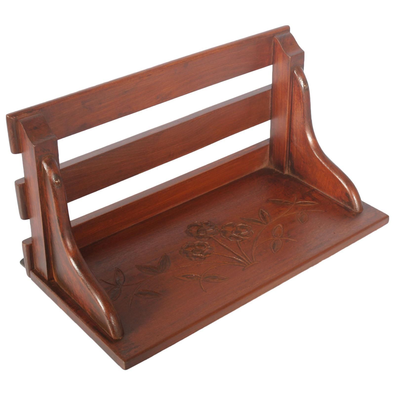 Early 20th Century Small Tyrolean Wall Shelf, Art Nouveau, In Hand Carved Walnut photo Furniture