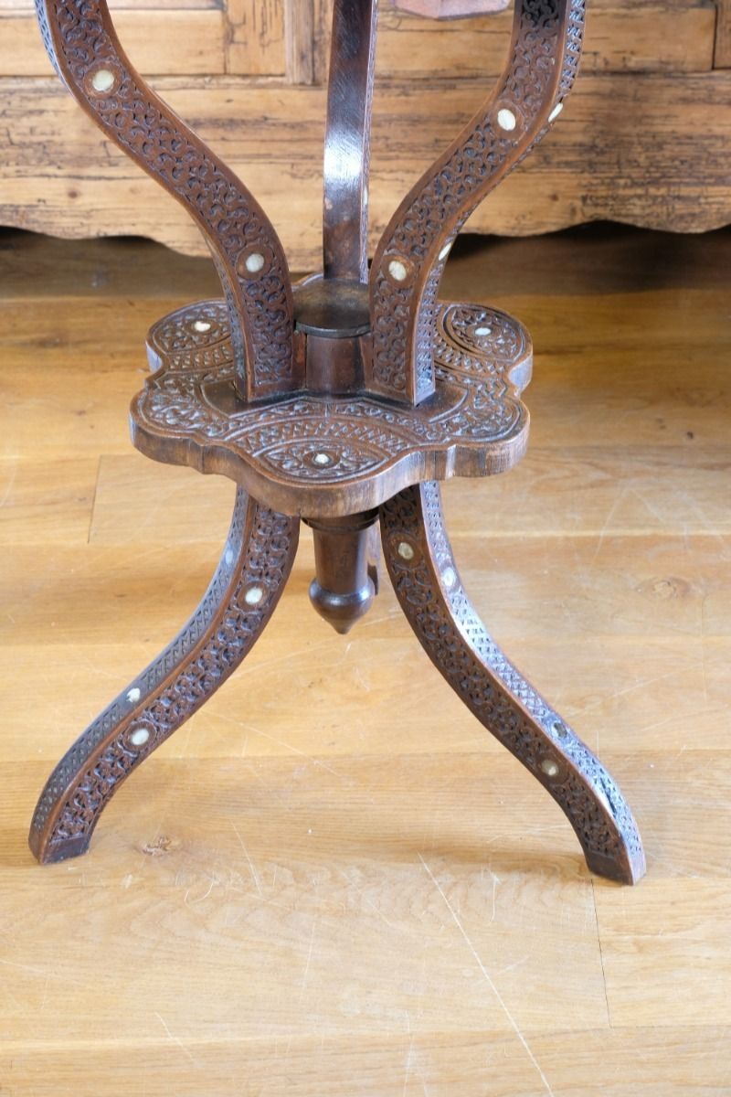 photo buy Carved Hardwood Mother Of Pearl Inlaid Occasional Table