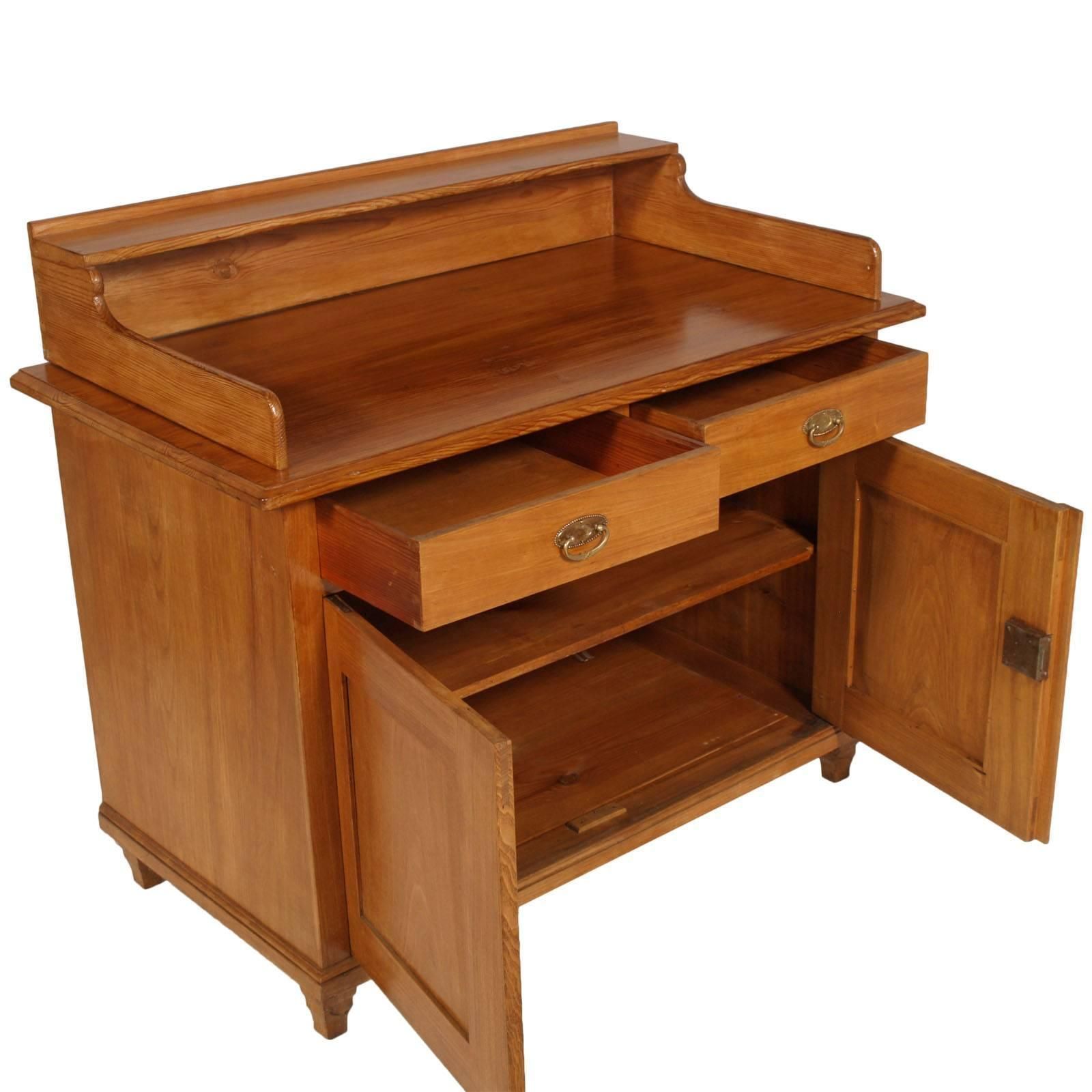 Late 19th Century Tyrolean Sideboard Credenza Vanity In Solid Larch , Wax Polished photo furniture