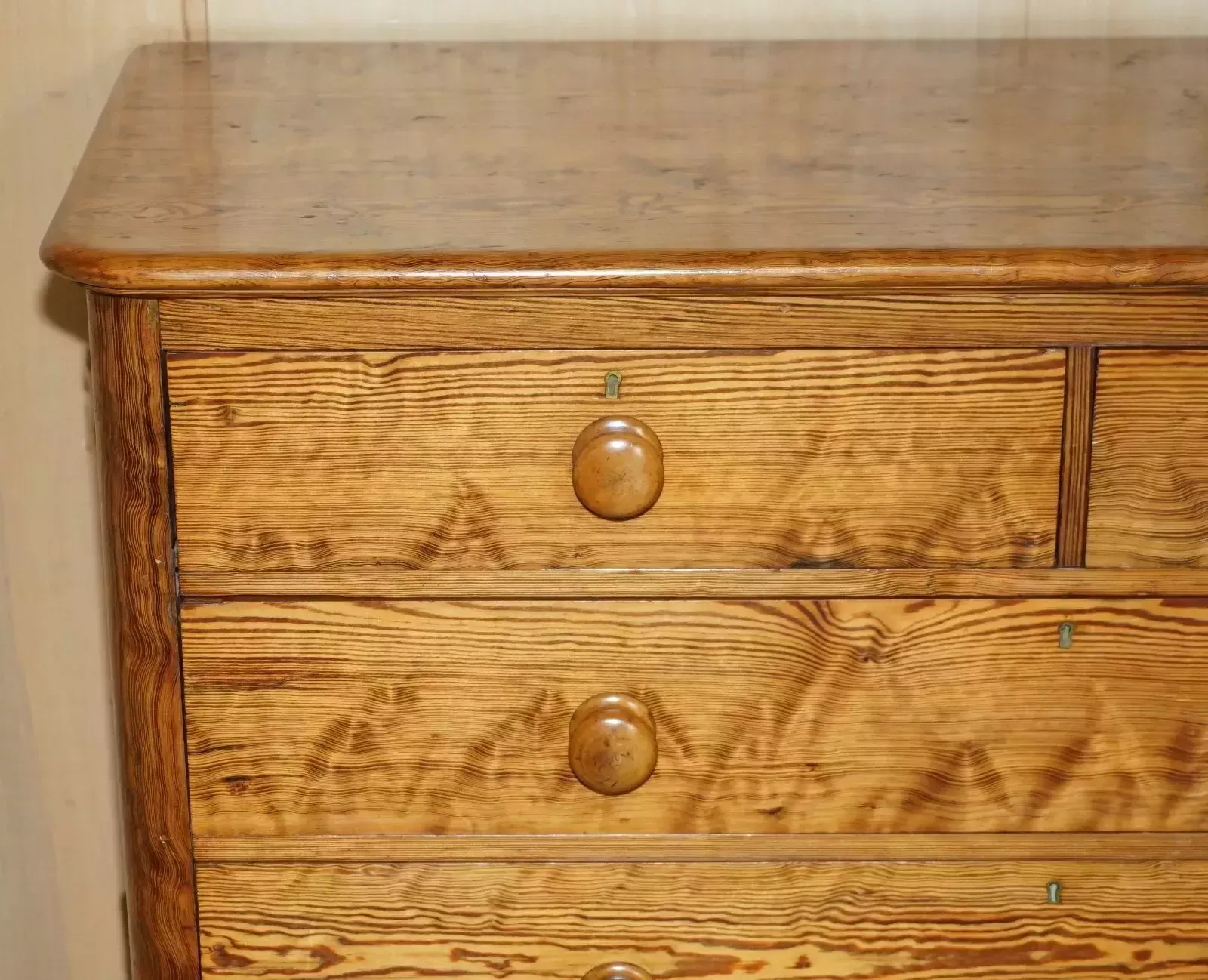 Very Large Antique Victorian Circa 1880 Farm House Pitch Pine Chest Of Drawers photo for sale