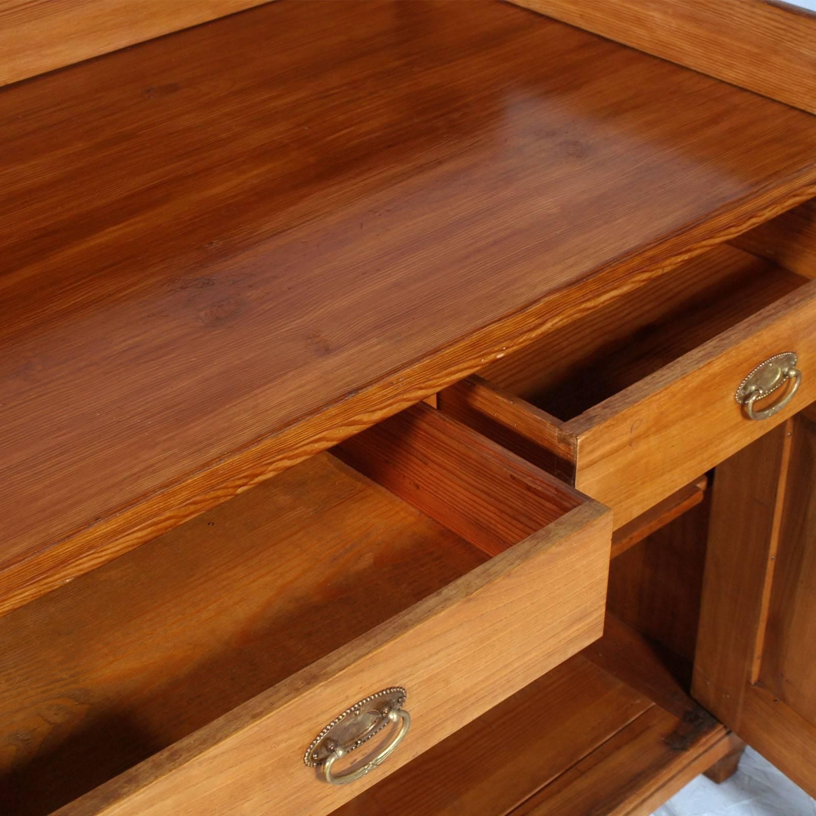 Late 19th Century Tyrolean Sideboard Credenza Vanity In Solid Larch , Wax Polished photo for sale