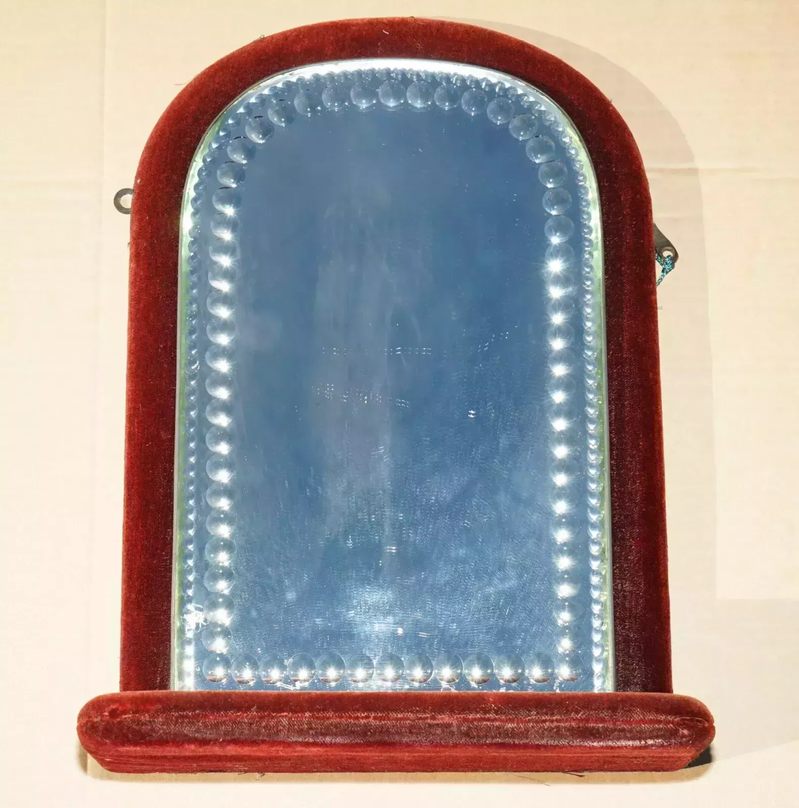 Antique Pair Of English Circa 1880 Victorian Velvet Display Sorcerer's Mirrors photo furniture