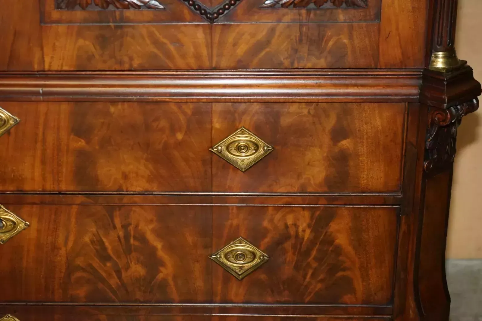 Outstanding 18th Century Antique 1760 Thomas Chippendale Wardrobe Linen Press photo vinterior