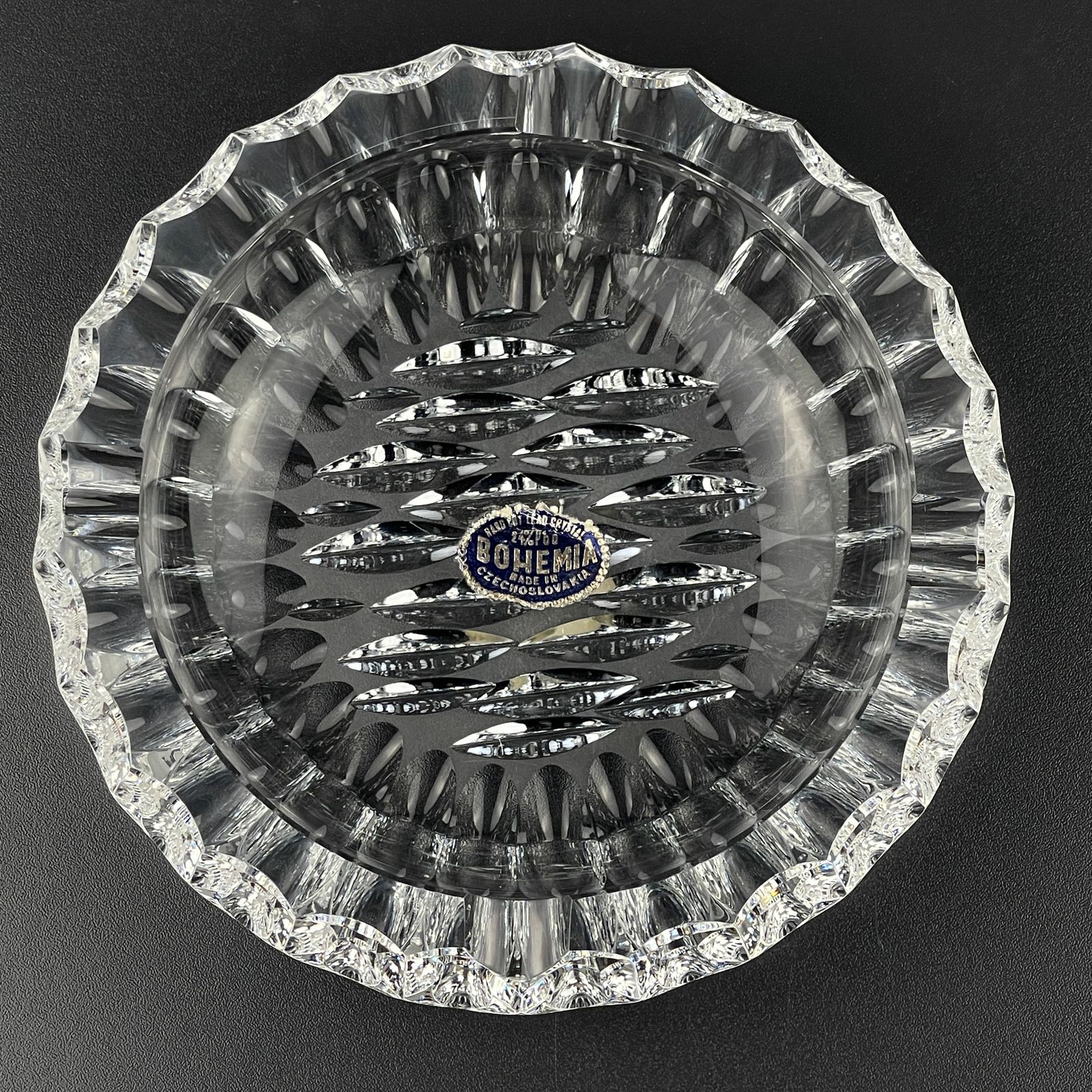Home Decor Vintage Bohemian Glass Ashtray By Bohemia Crystal, Czechoslovakia, 1970s photo